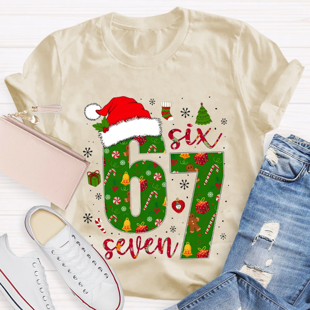 Haunted By 6-7 Snowflakes And Santa Hats Christmas Vibes T-shirt