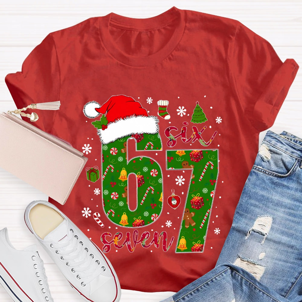 Haunted By 6-7 Snowflakes And Santa Hats Christmas Vibes T-shirt
