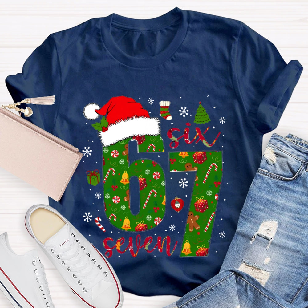 Haunted By 6-7 Snowflakes And Santa Hats Christmas Vibes T-shirt