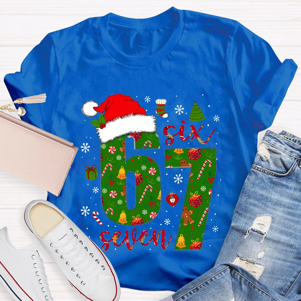 Haunted By 6-7 Snowflakes And Santa Hats Christmas Vibes T-shirt