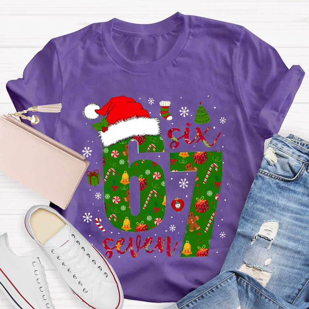 Haunted By 6-7 Snowflakes And Santa Hats Christmas Vibes T-shirt