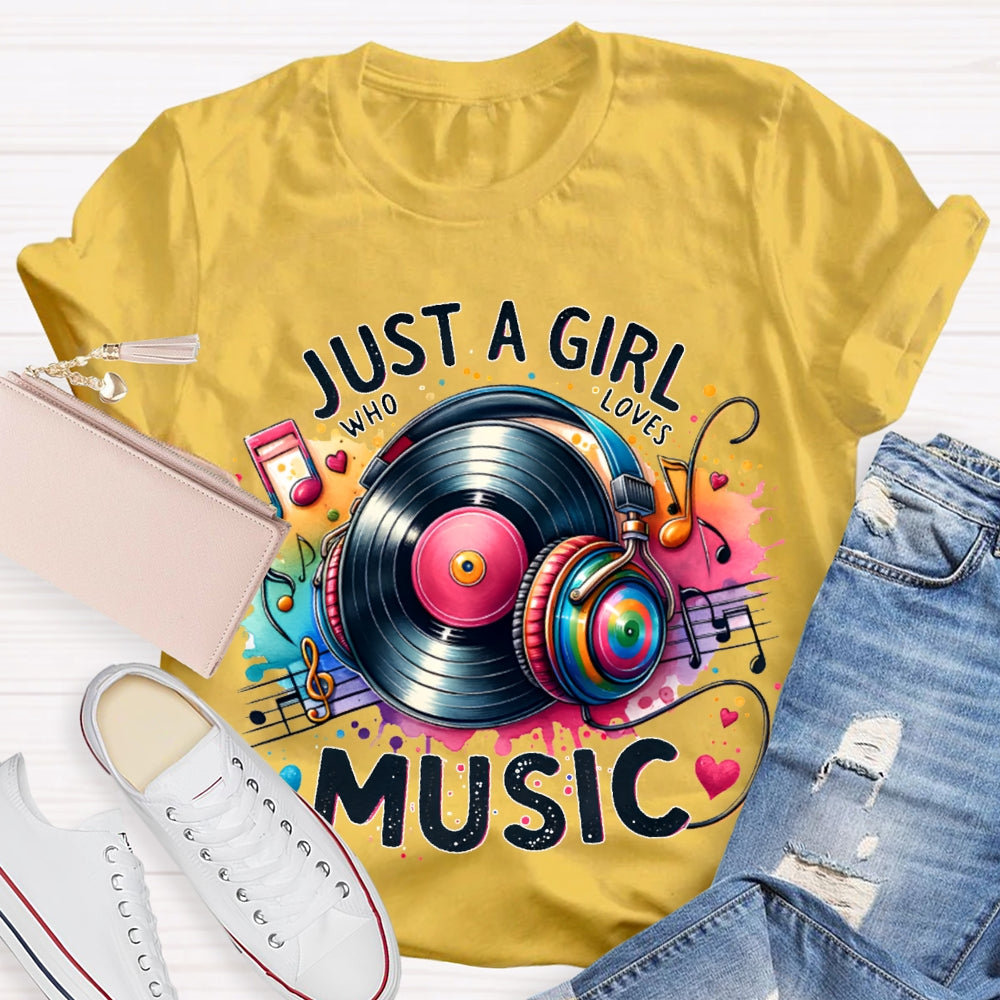 Just A Girl Who Loves Music Colorful Tie-Dye Headphones T-shirt