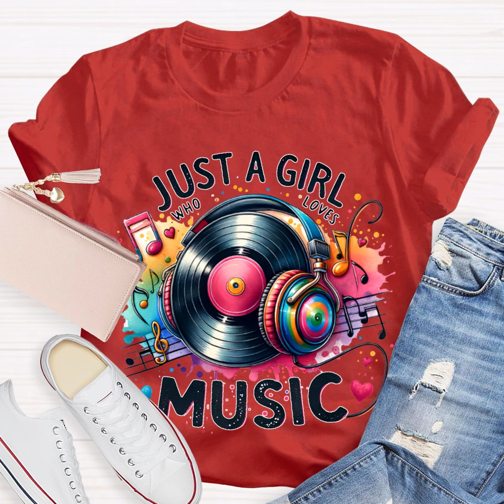 Just A Girl Who Loves Music Colorful Tie-Dye Headphones T-shirt