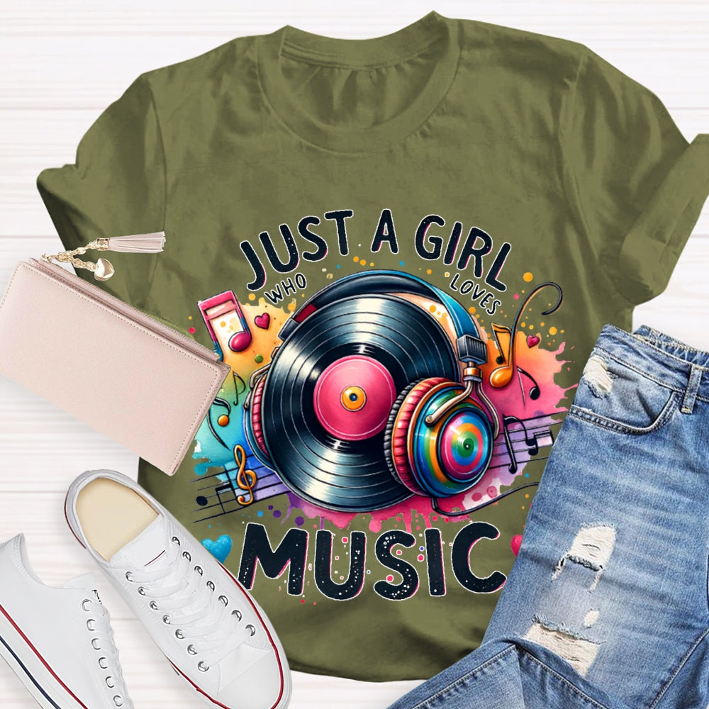 Just A Girl Who Loves Music Colorful Tie-Dye Headphones T-shirt