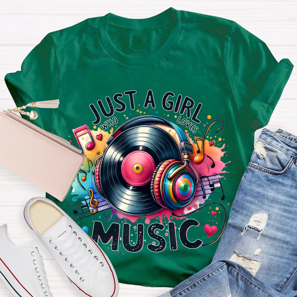 Just A Girl Who Loves Music Colorful Tie-Dye Headphones T-shirt