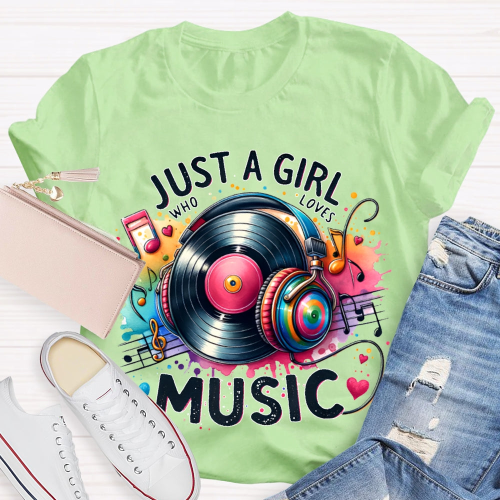 Just A Girl Who Loves Music Colorful Tie-Dye Headphones T-shirt