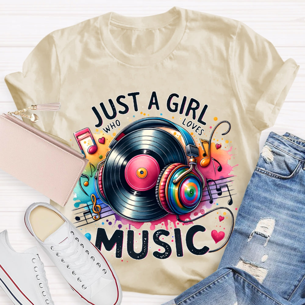 Just A Girl Who Loves Music Colorful Tie-Dye Headphones T-shirt