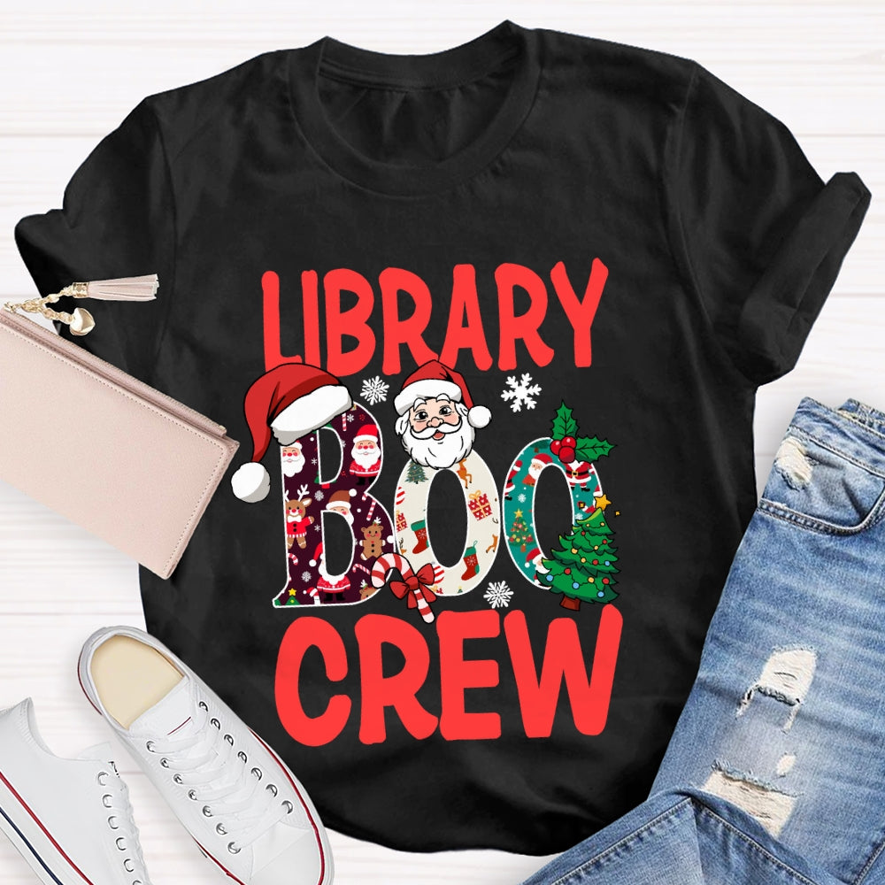 Library Boo Crew Snowflake Merry Christmas T-shirt