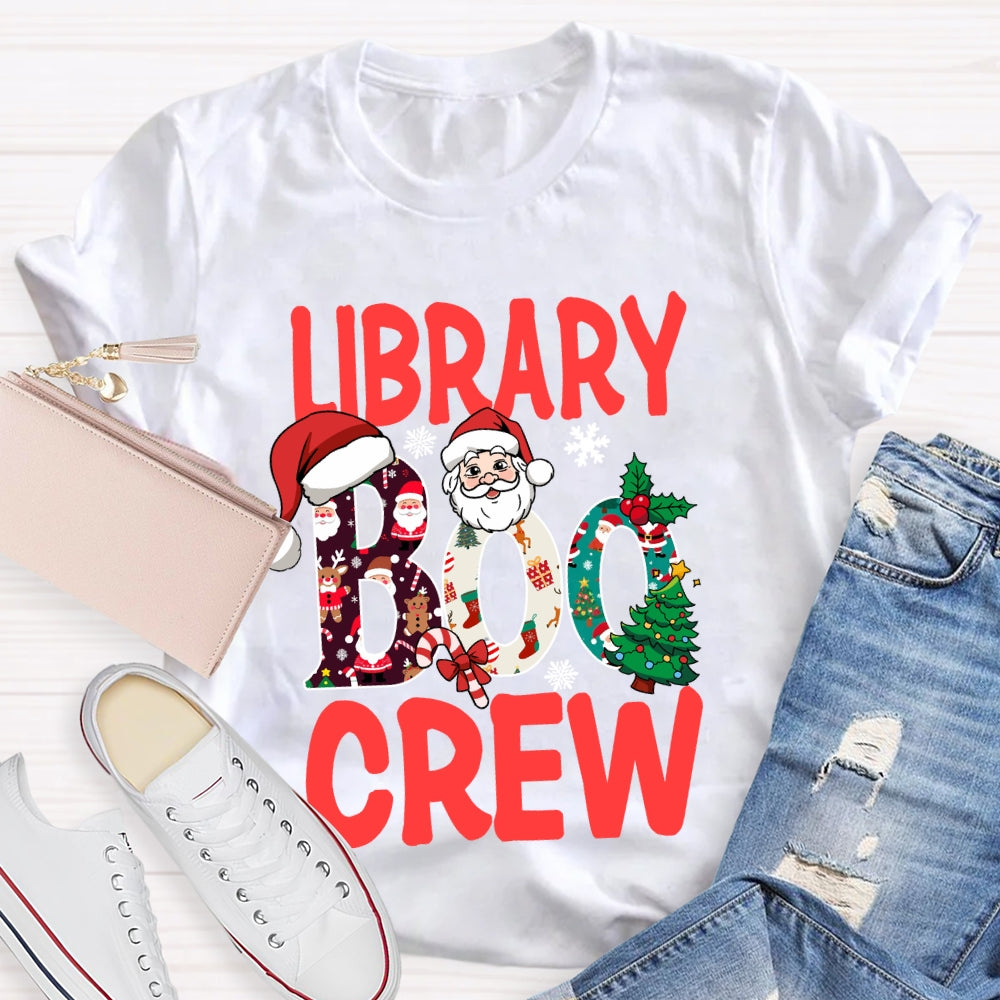 Library Boo Crew Snowflake Merry Christmas T-shirt