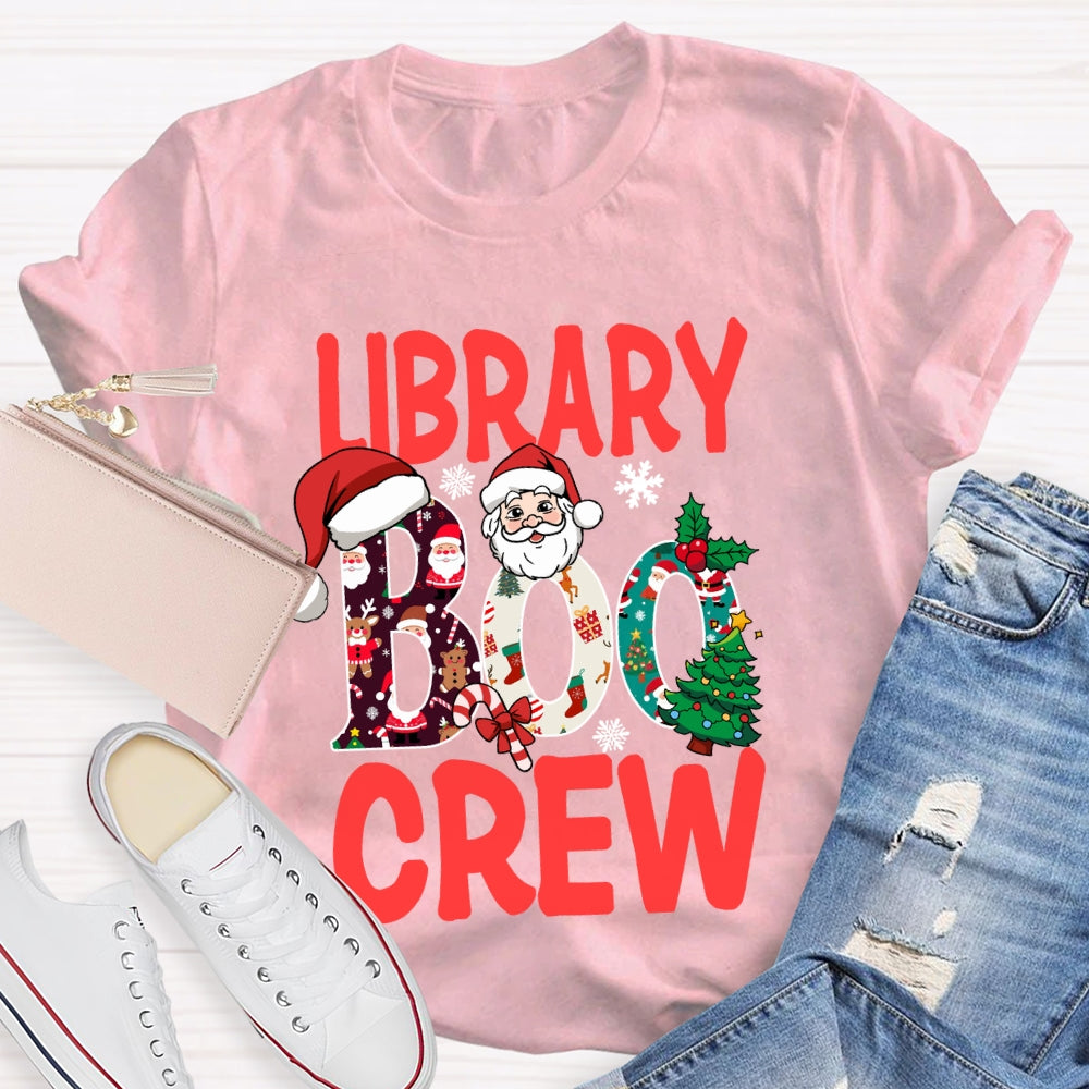 Library Boo Crew Snowflake Merry Christmas T-shirt