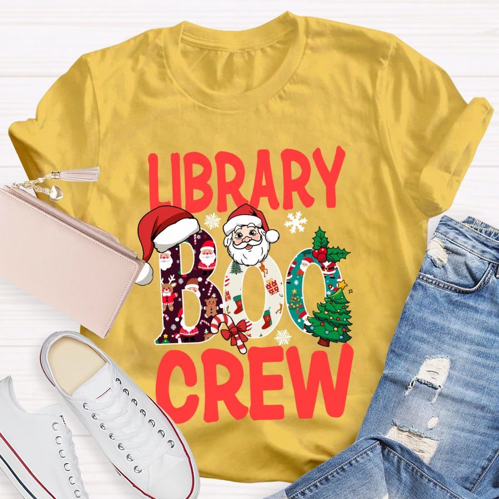 Library Boo Crew Snowflake Merry Christmas T-shirt