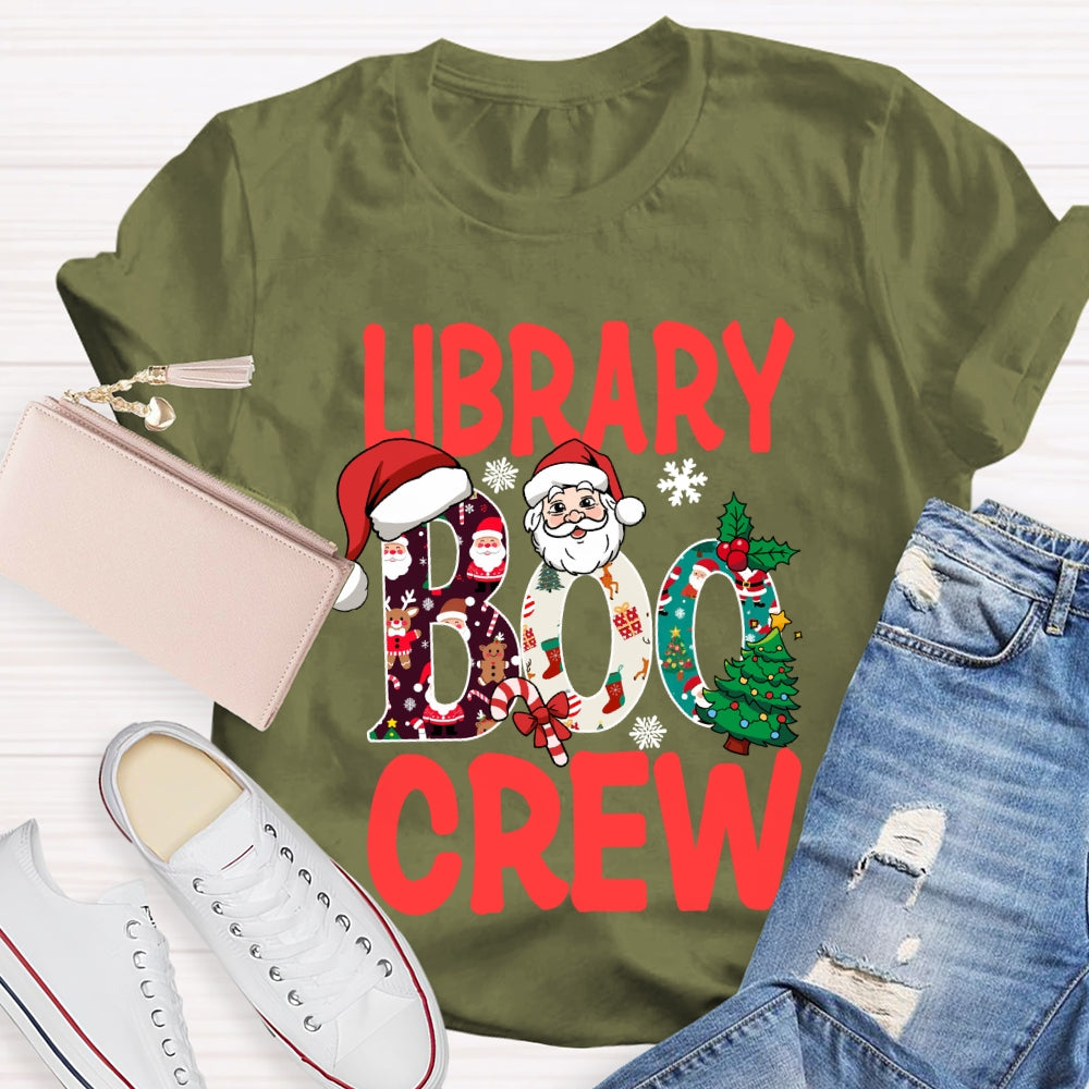 Library Boo Crew Snowflake Merry Christmas T-shirt