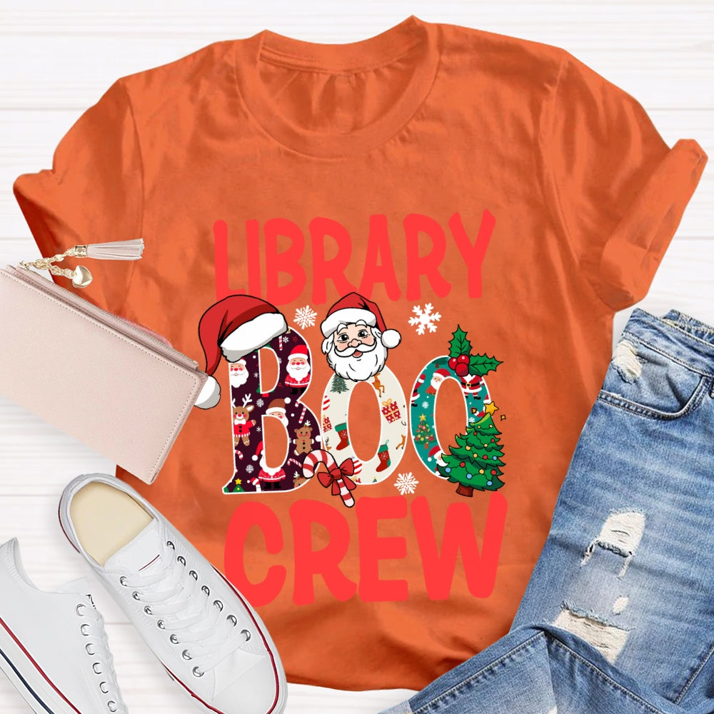 Library Boo Crew Snowflake Merry Christmas T-shirt