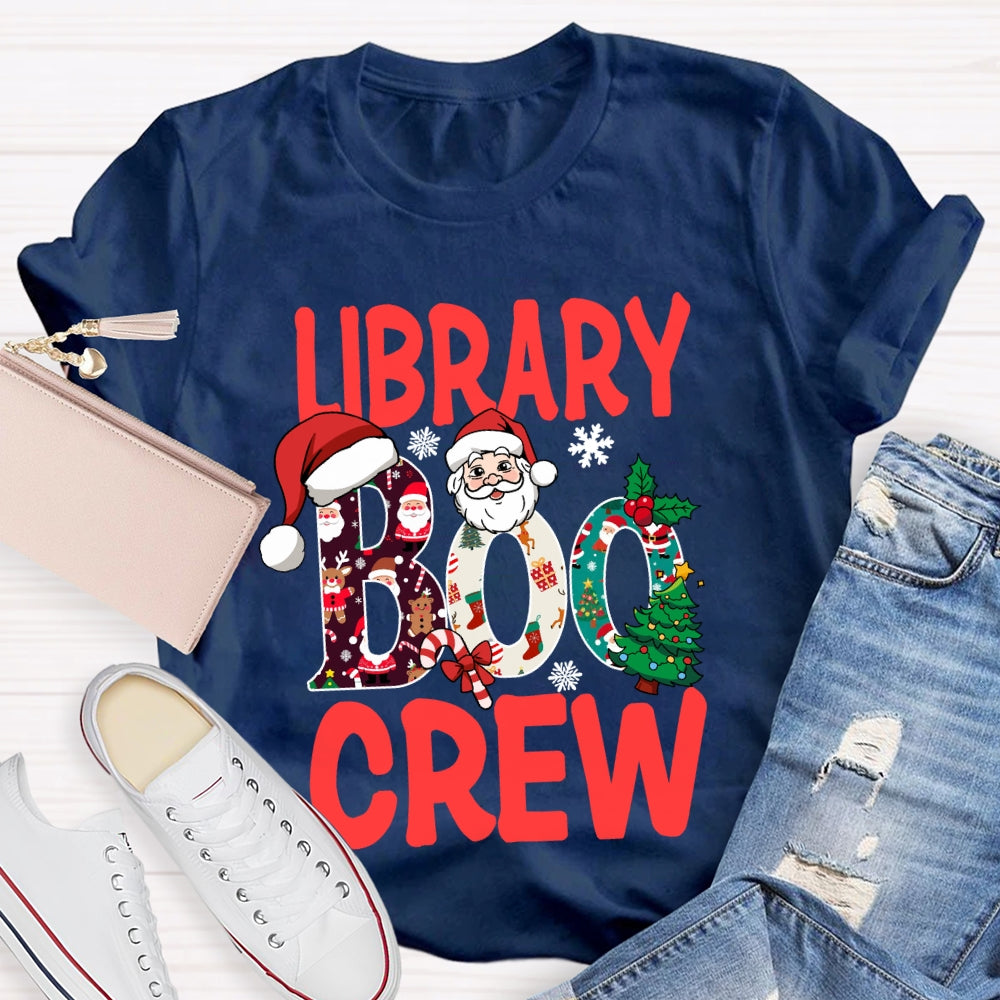 Library Boo Crew Snowflake Merry Christmas T-shirt