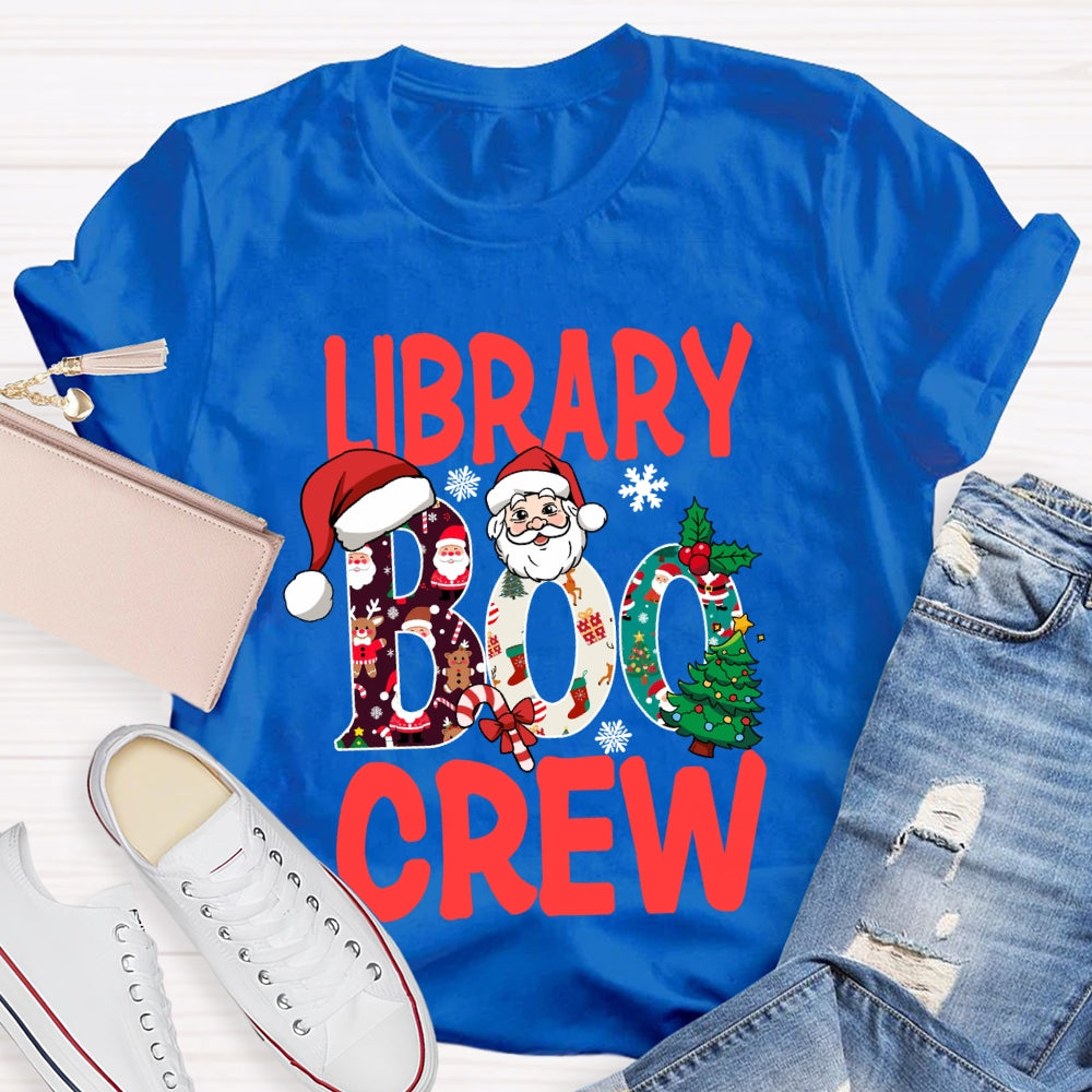 Library Boo Crew Snowflake Merry Christmas T-shirt