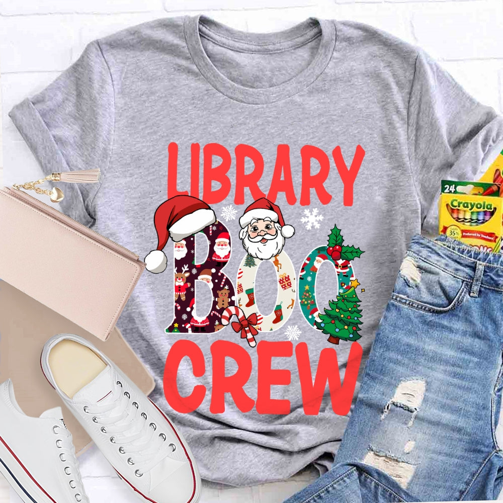 Library Boo Crew Snowflake Merry Christmas T-shirt