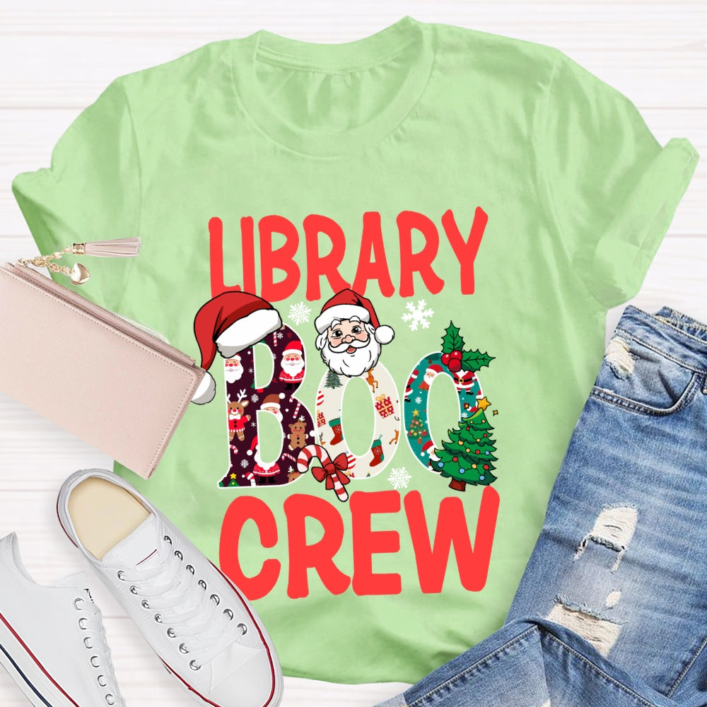 Library Boo Crew Snowflake Merry Christmas T-shirt