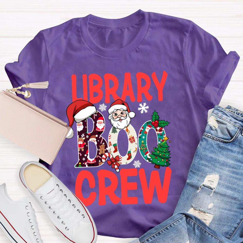 Library Boo Crew Snowflake Merry Christmas T-shirt