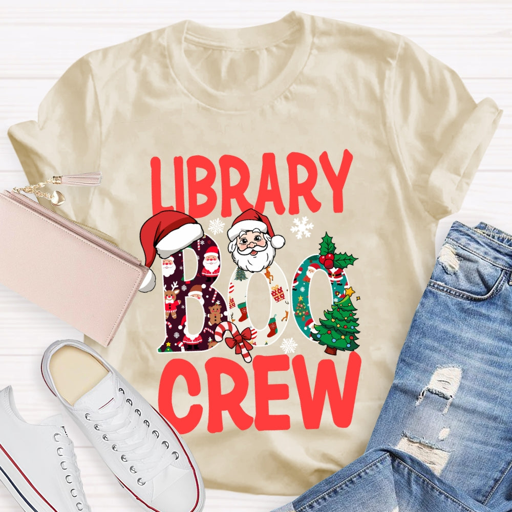 Library Boo Crew Snowflake Merry Christmas T-shirt