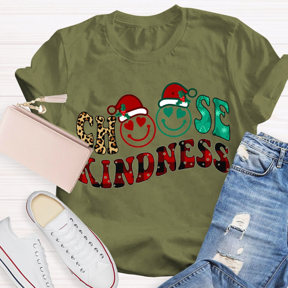 Choose Kindness Santa Hat Merry Christmas T-shirt