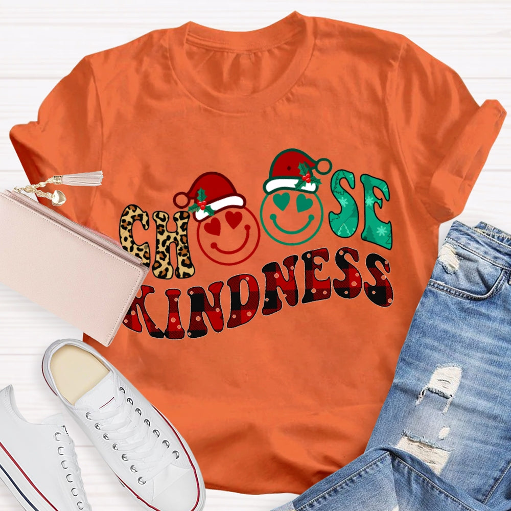 Choose Kindness Santa Hat Merry Christmas T-shirt