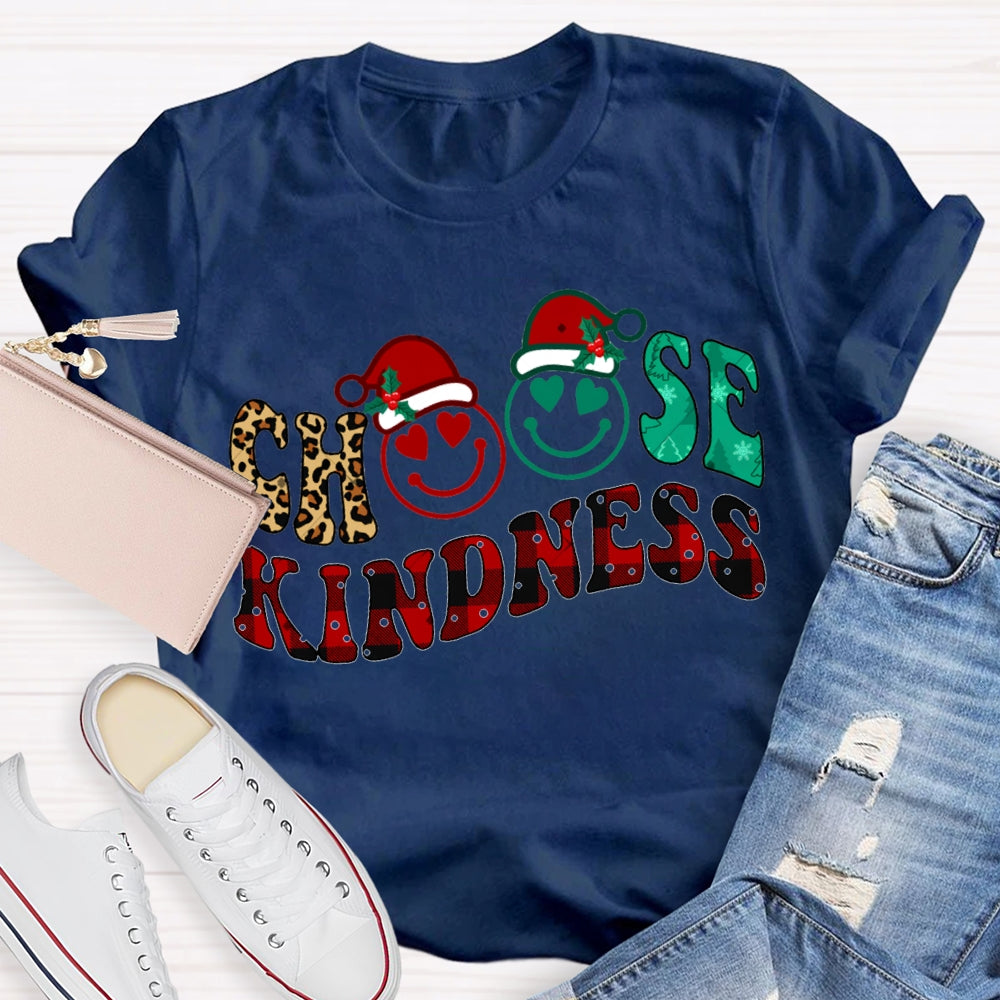 Choose Kindness Santa Hat Merry Christmas T-shirt