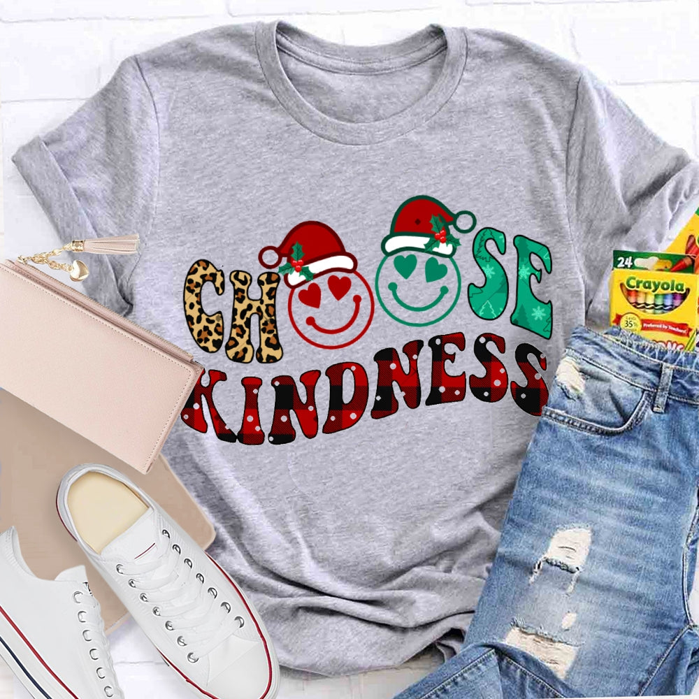 Choose Kindness Santa Hat Merry Christmas T-shirt