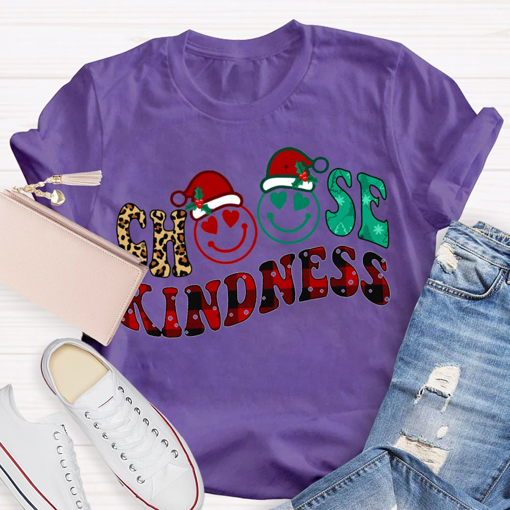 Choose Kindness Santa Hat Merry Christmas T-shirt