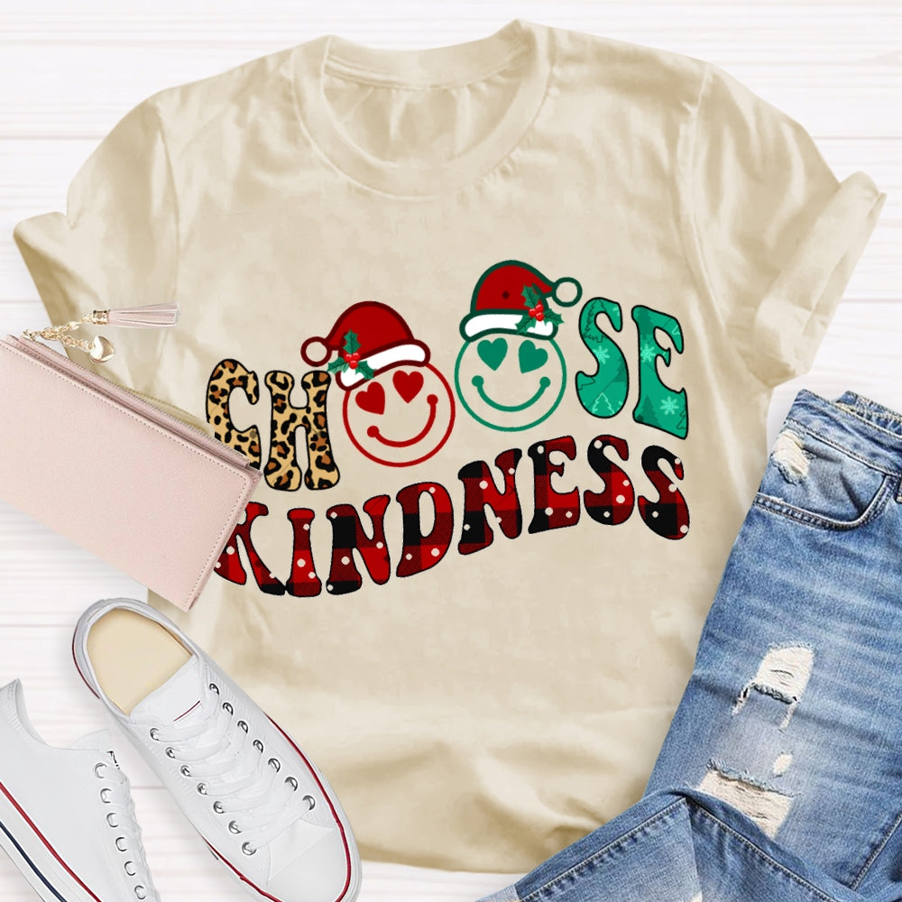 Choose Kindness Santa Hat Merry Christmas T-shirt