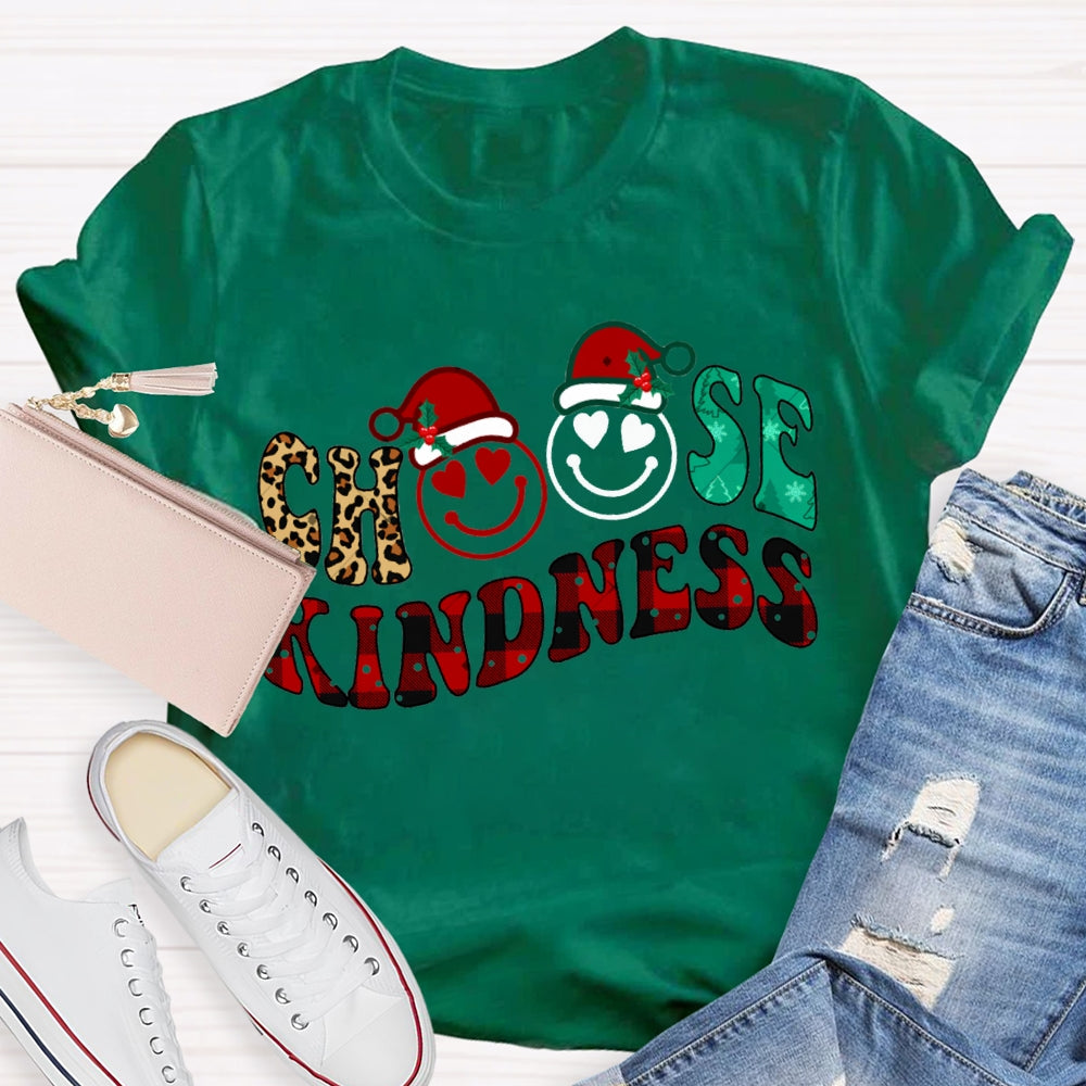 Choose Kindness Santa Hat Merry Christmas T-shirt