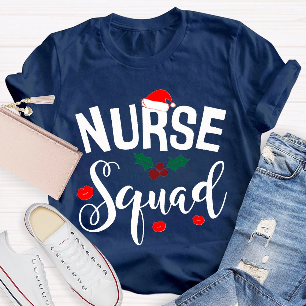 Nurse Squad Santa Hat Christmas Vibes T-shirt