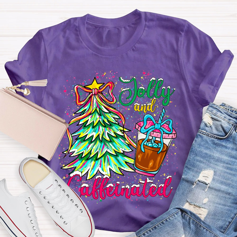 Jolly And Caffeinated Colorful Christmas Tree T-shirt