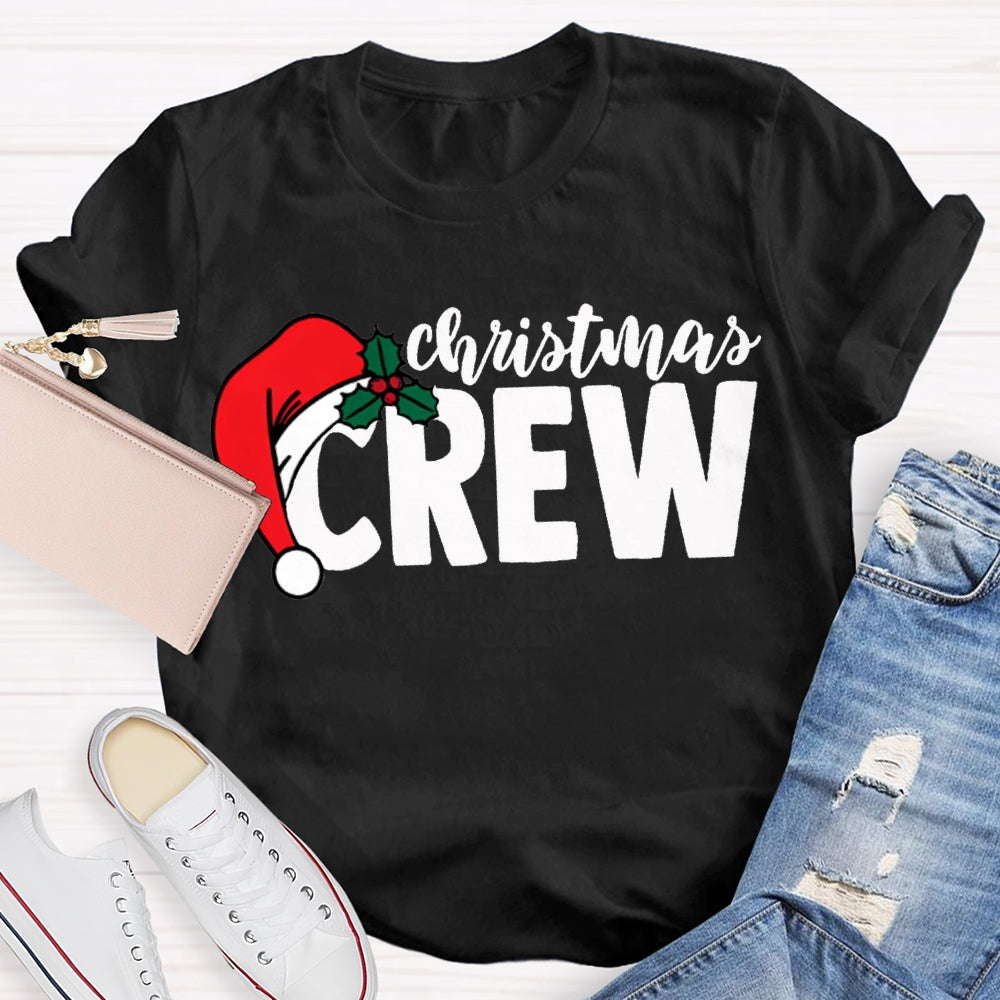 Christmas Crew Christmas Hat Print T-shirt