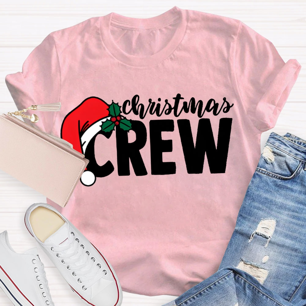 Christmas Crew Christmas Hat Print T-shirt