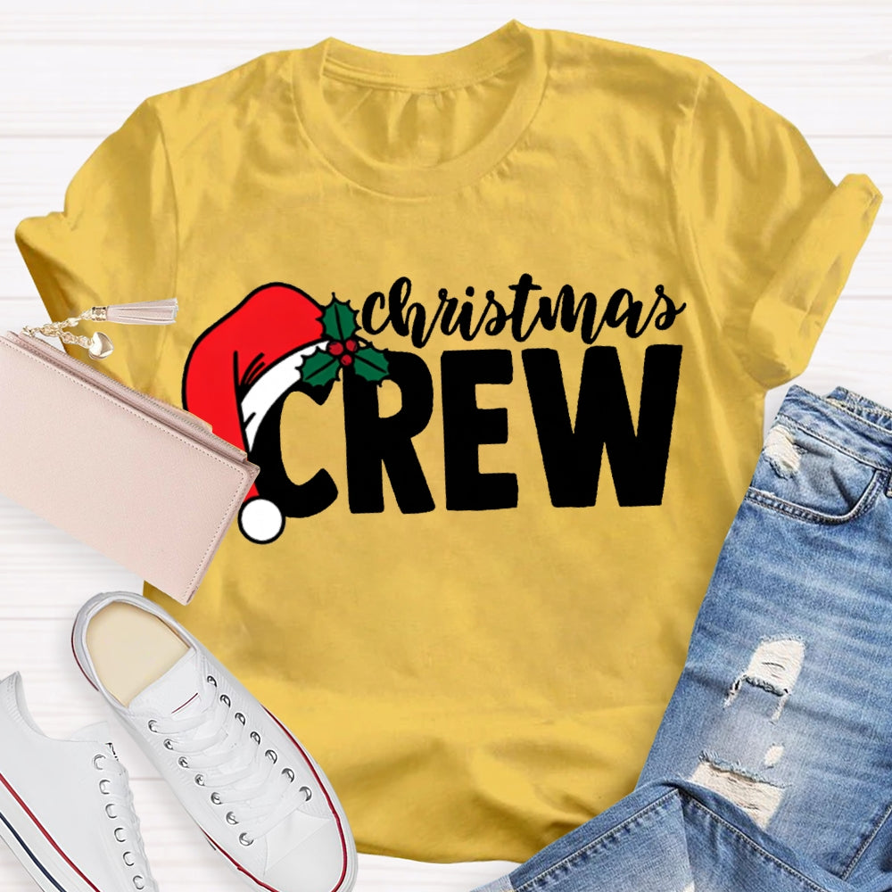 Christmas Crew Christmas Hat Print T-shirt