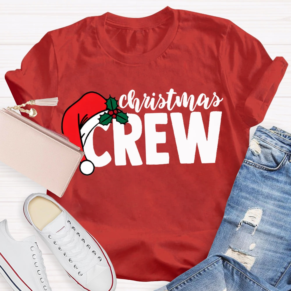 Christmas Crew Christmas Hat Print T-shirt