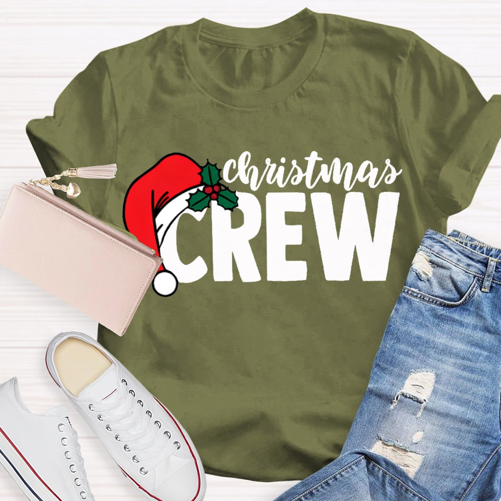 Christmas Crew Christmas Hat Print T-shirt