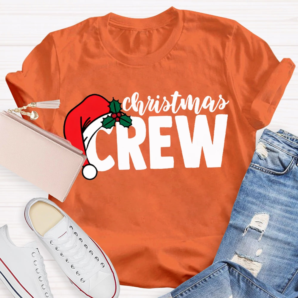 Christmas Crew Christmas Hat Print T-shirt