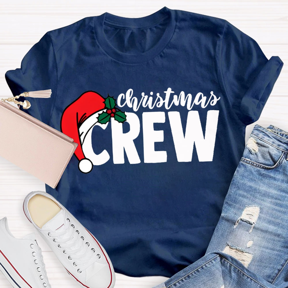 Christmas Crew Christmas Hat Print T-shirt