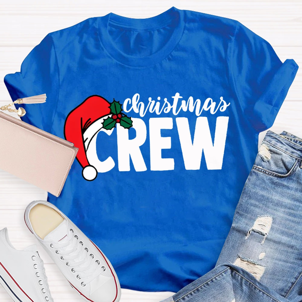 Christmas Crew Christmas Hat Print T-shirt