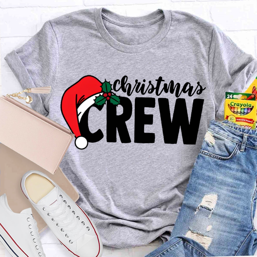 Christmas Crew Christmas Hat Print T-shirt