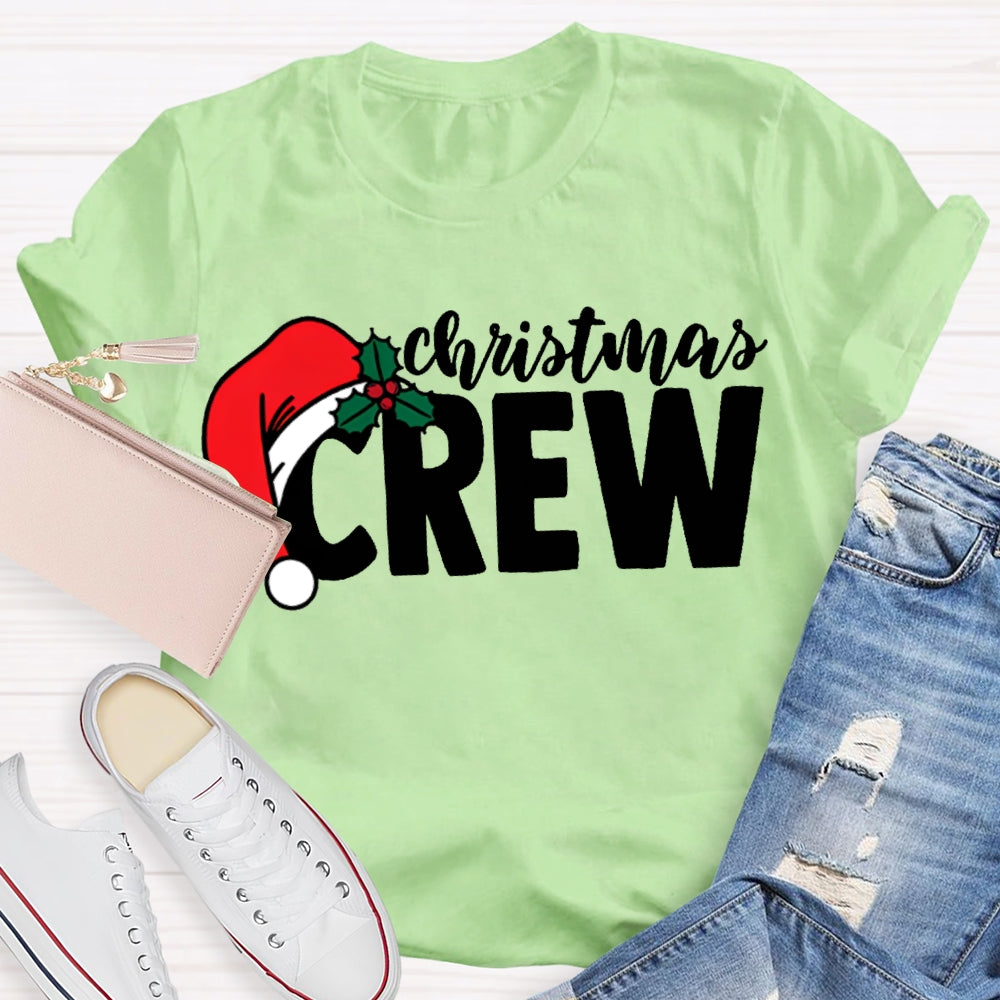 Christmas Crew Christmas Hat Print T-shirt