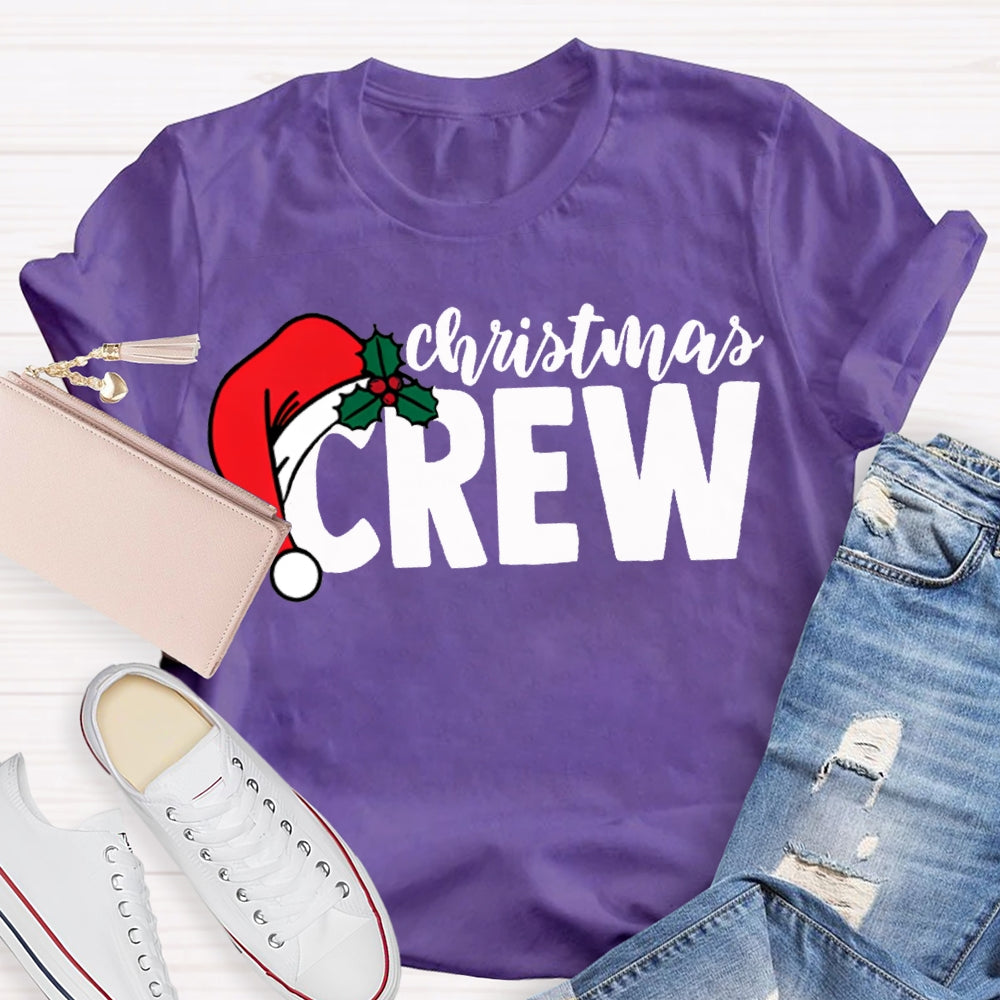 Christmas Crew Christmas Hat Print T-shirt