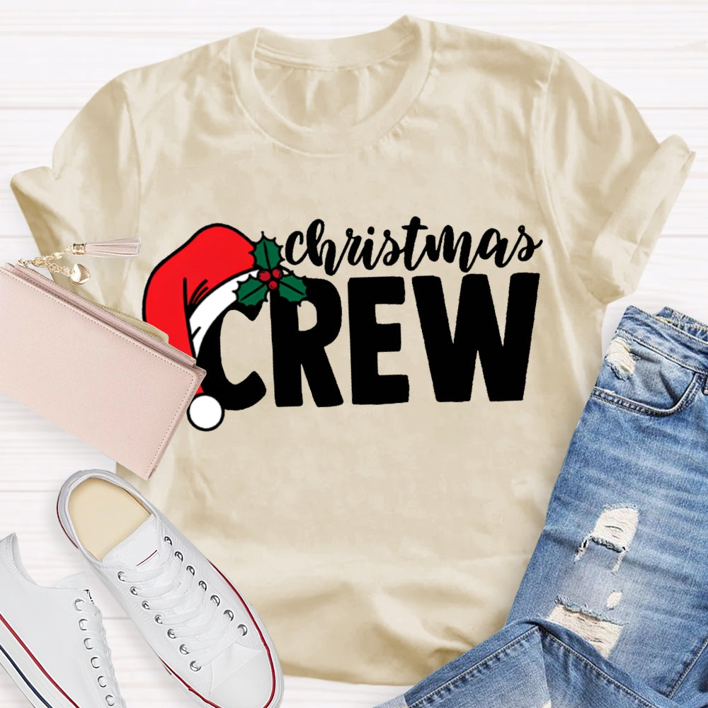 Christmas Crew Christmas Hat Print T-shirt