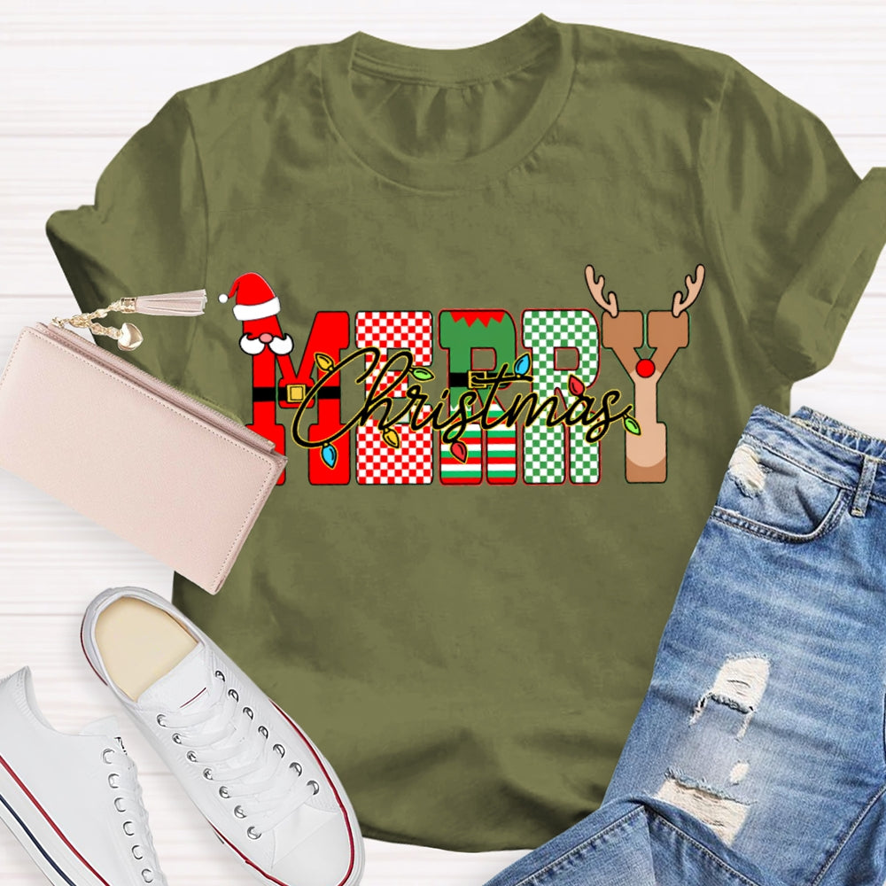 Merry Christmas Lights And Christmas Vibes Fonts T-shirt