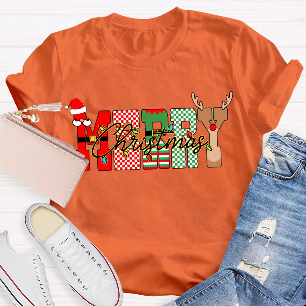 Merry Christmas Lights And Christmas Vibes Fonts T-shirt