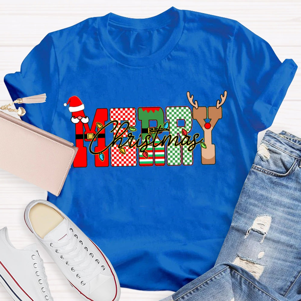 Merry Christmas Lights And Christmas Vibes Fonts T-shirt
