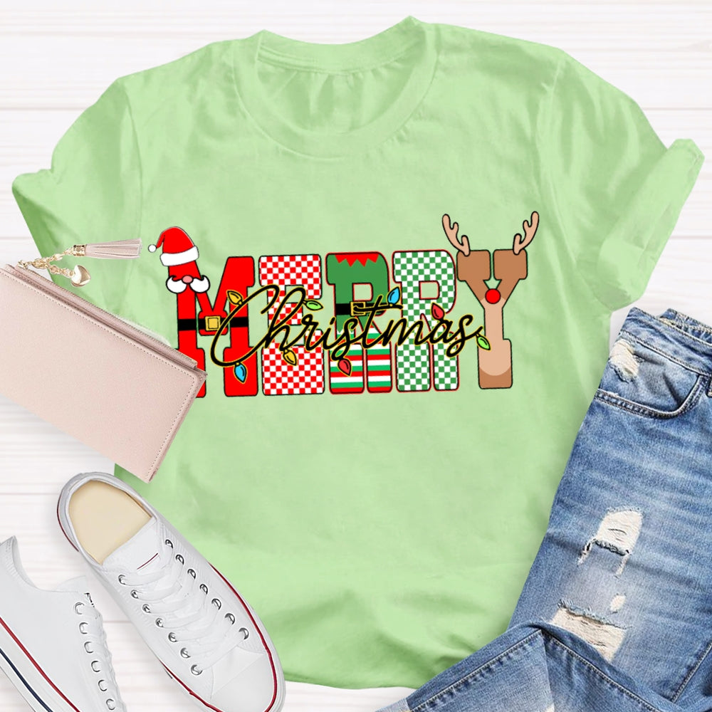 Merry Christmas Lights And Christmas Vibes Fonts T-shirt