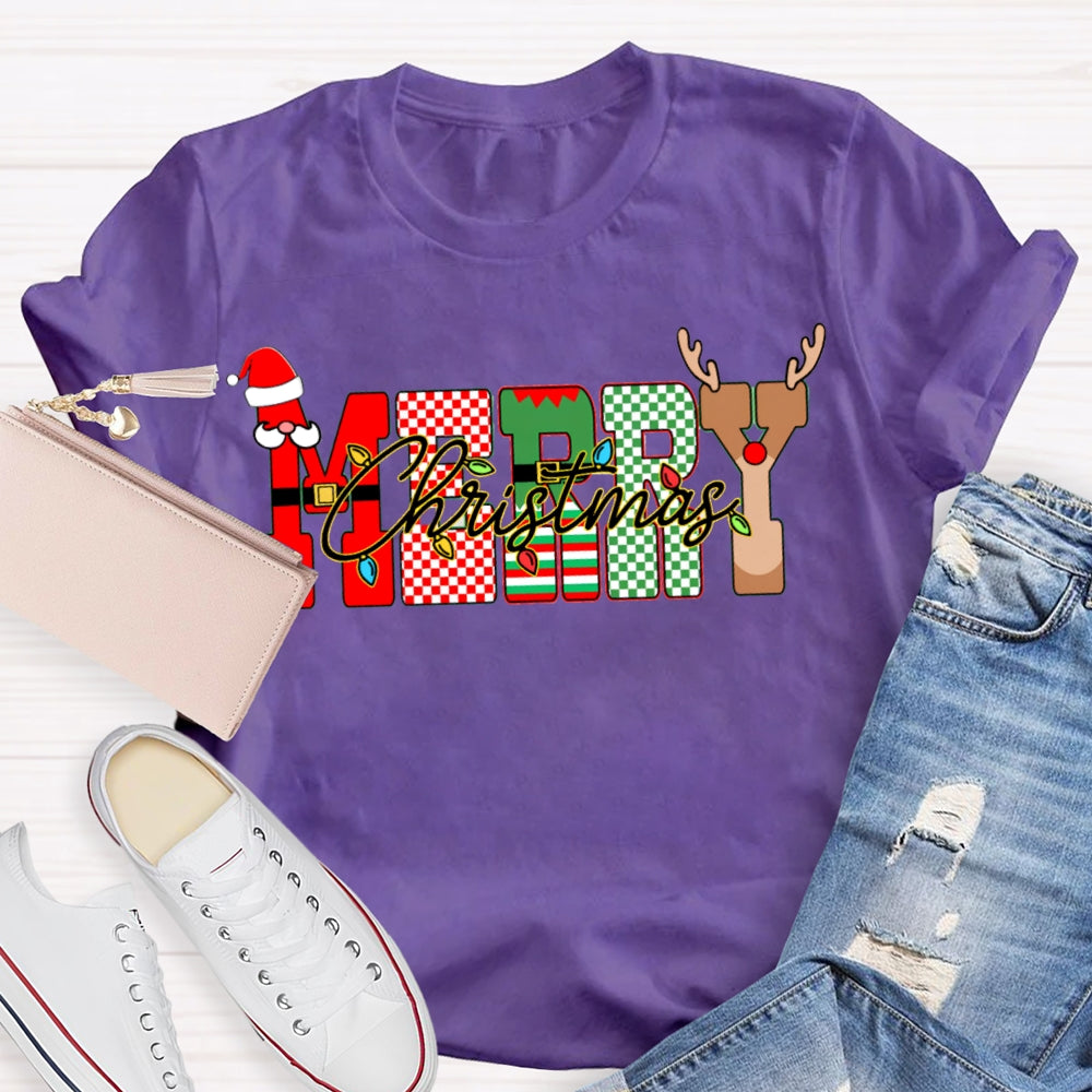 Merry Christmas Lights And Christmas Vibes Fonts T-shirt