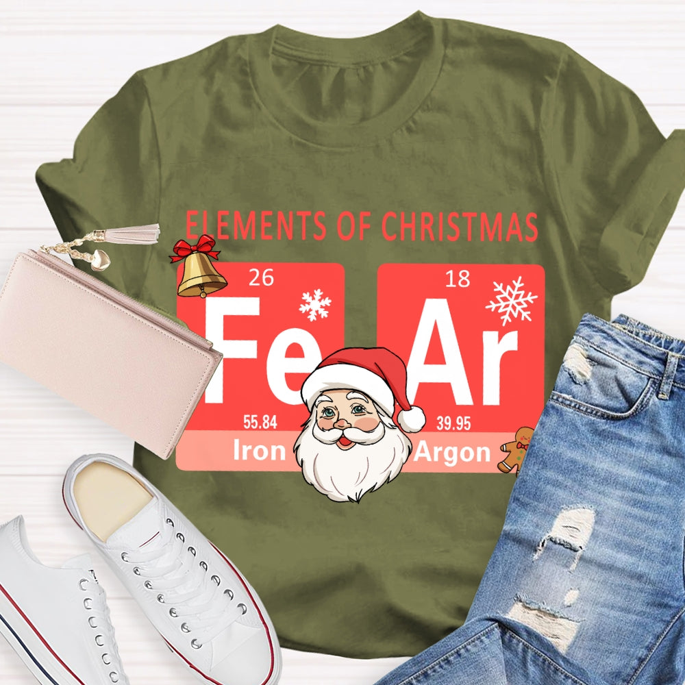 Elements Of Christmas Santa Claus And The Science Teacher Christmas T-shirt